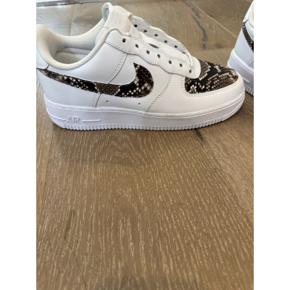 Nike Air Force 1 Sneakers with Snake Print Detail Size 8 in White - Picture 2 of 5